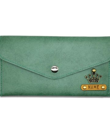 Green Slim Women Personalized Clutches