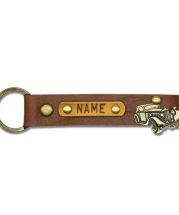 Tan Brown Personalized Keychain